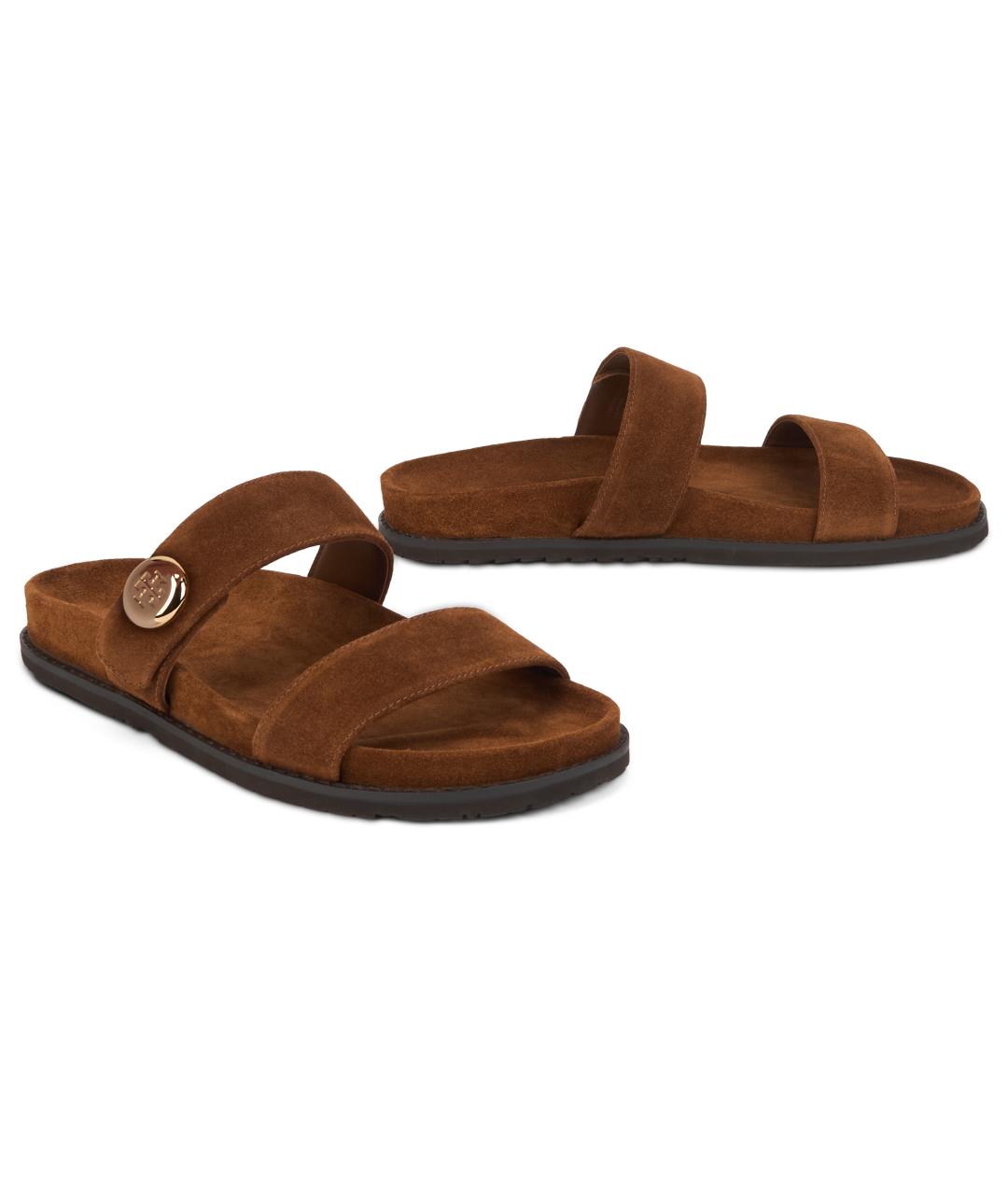 TORY BURCH Коричневые кожаные сандалии, фото 2