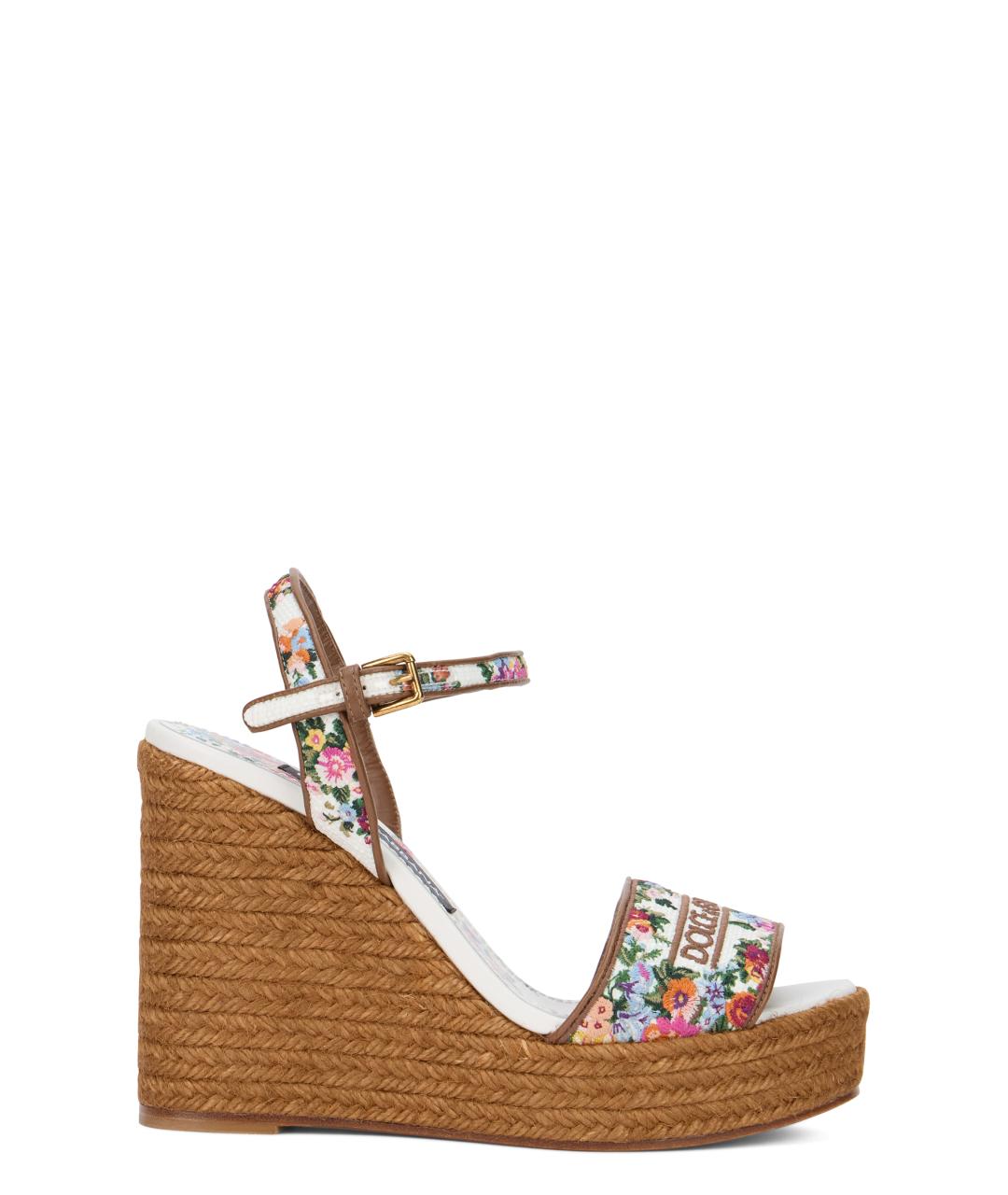 DOLCE&GABBANA Бежевые кожаные босоножки, фото 1