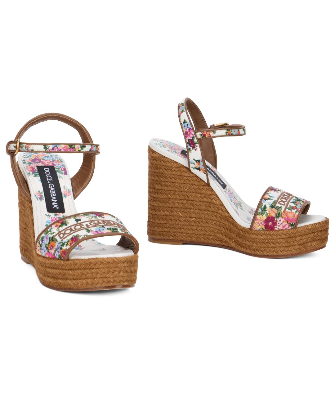 DOLCE&GABBANA Бежевые кожаные босоножки, фото 2