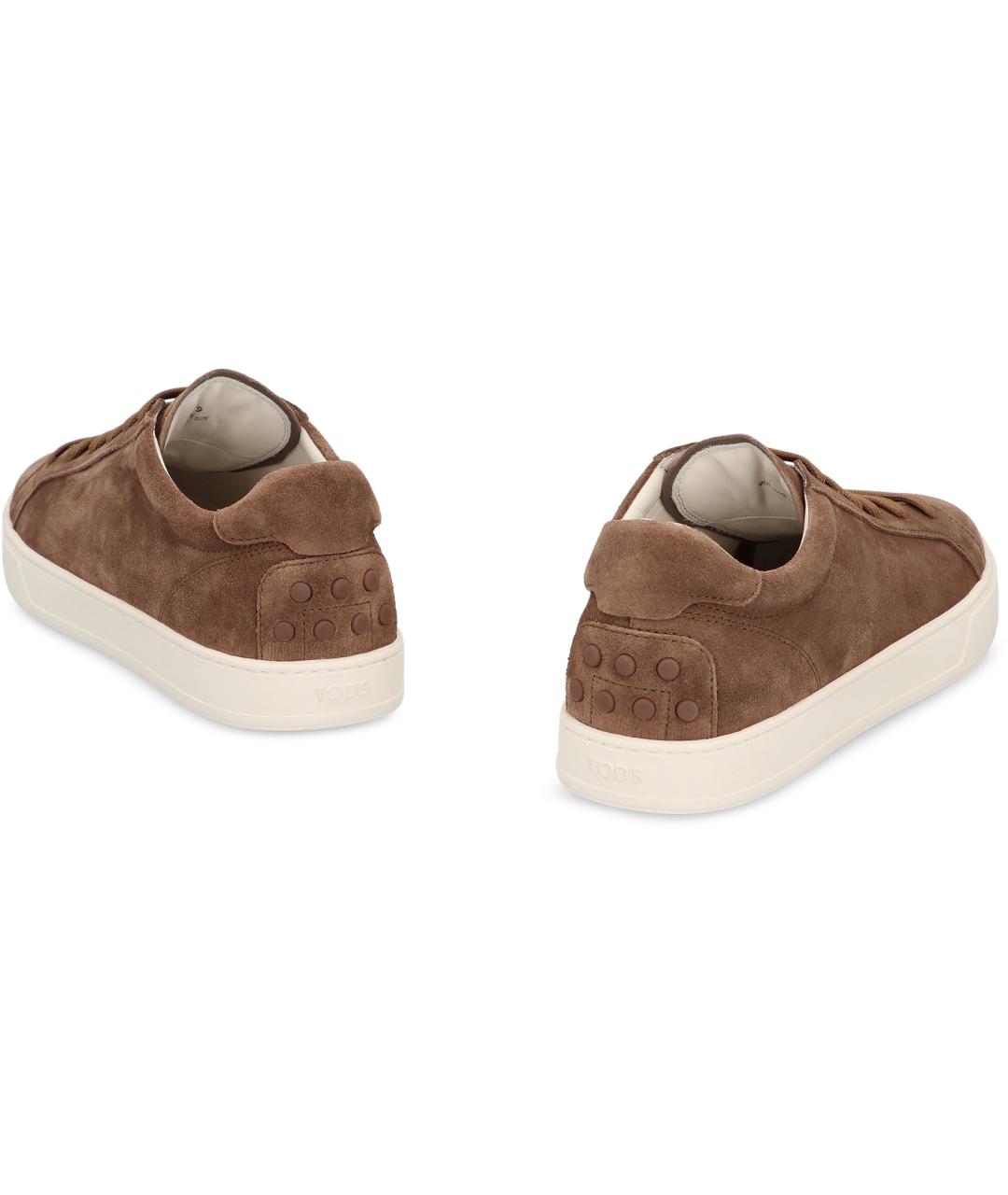 TOD'S Коричневые кожаные низкие кроссовки / кеды, фото 3