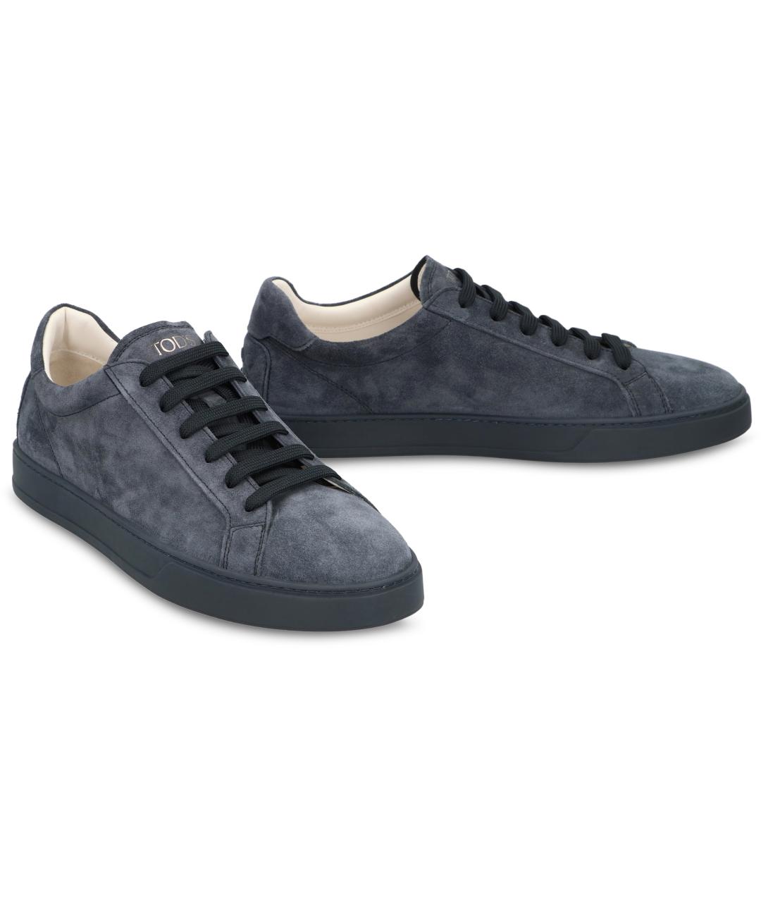 TOD'S Синие кожаные низкие кроссовки / кеды, фото 2