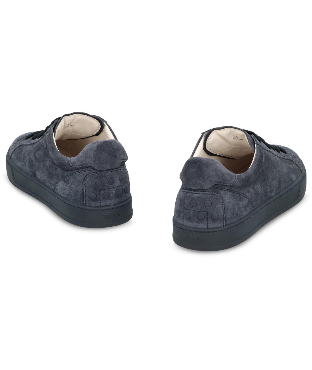 TOD'S Синие кожаные низкие кроссовки / кеды, фото 3
