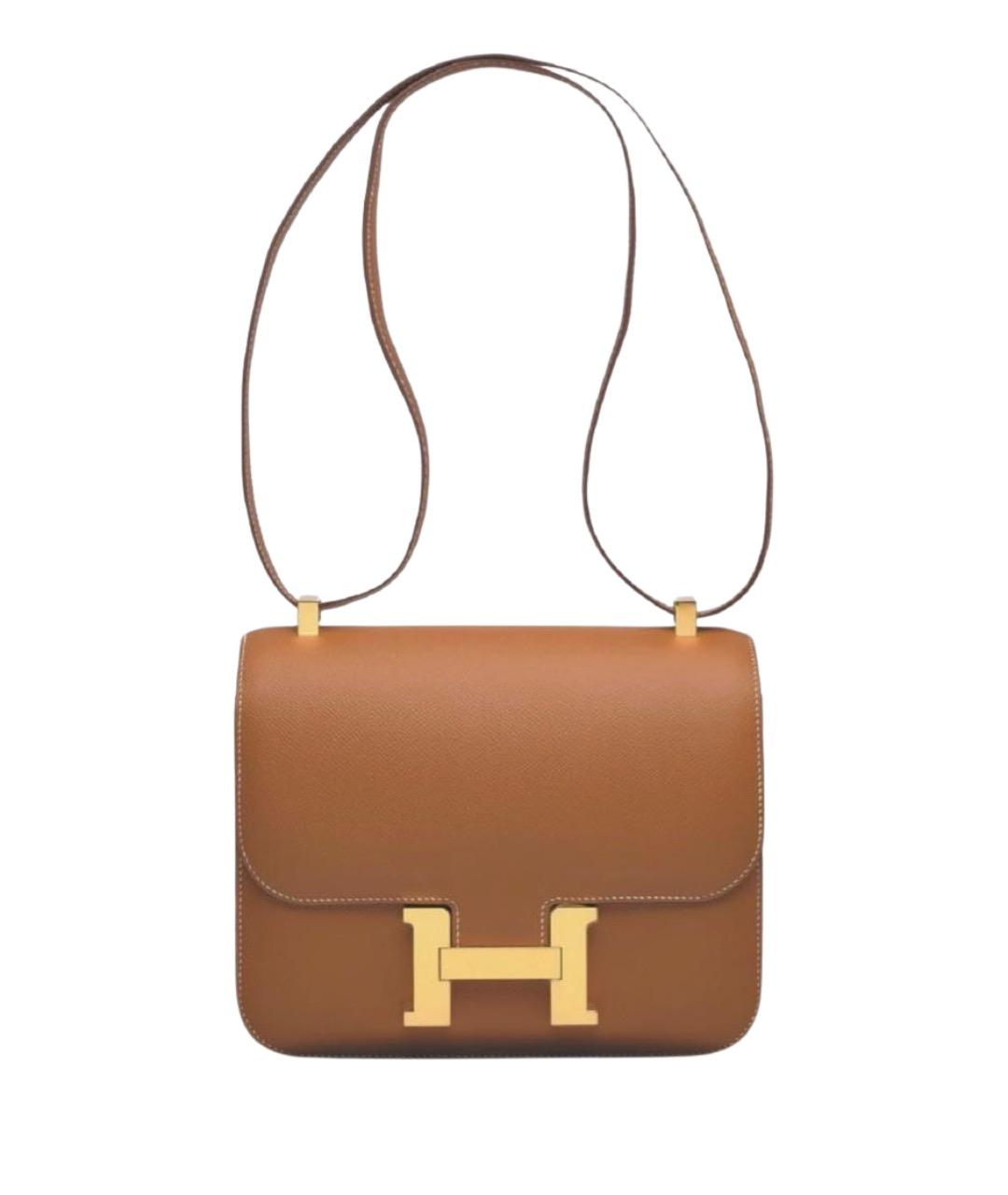 HERMES Коричневая кожаная сумка через плечо, фото 1