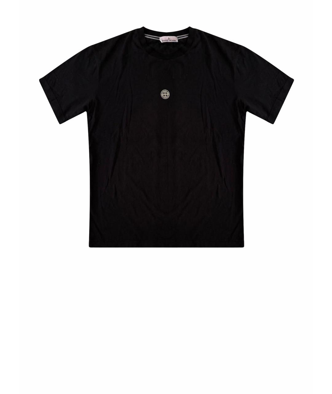 STONE ISLAND Черная хлопковая футболка, фото 1