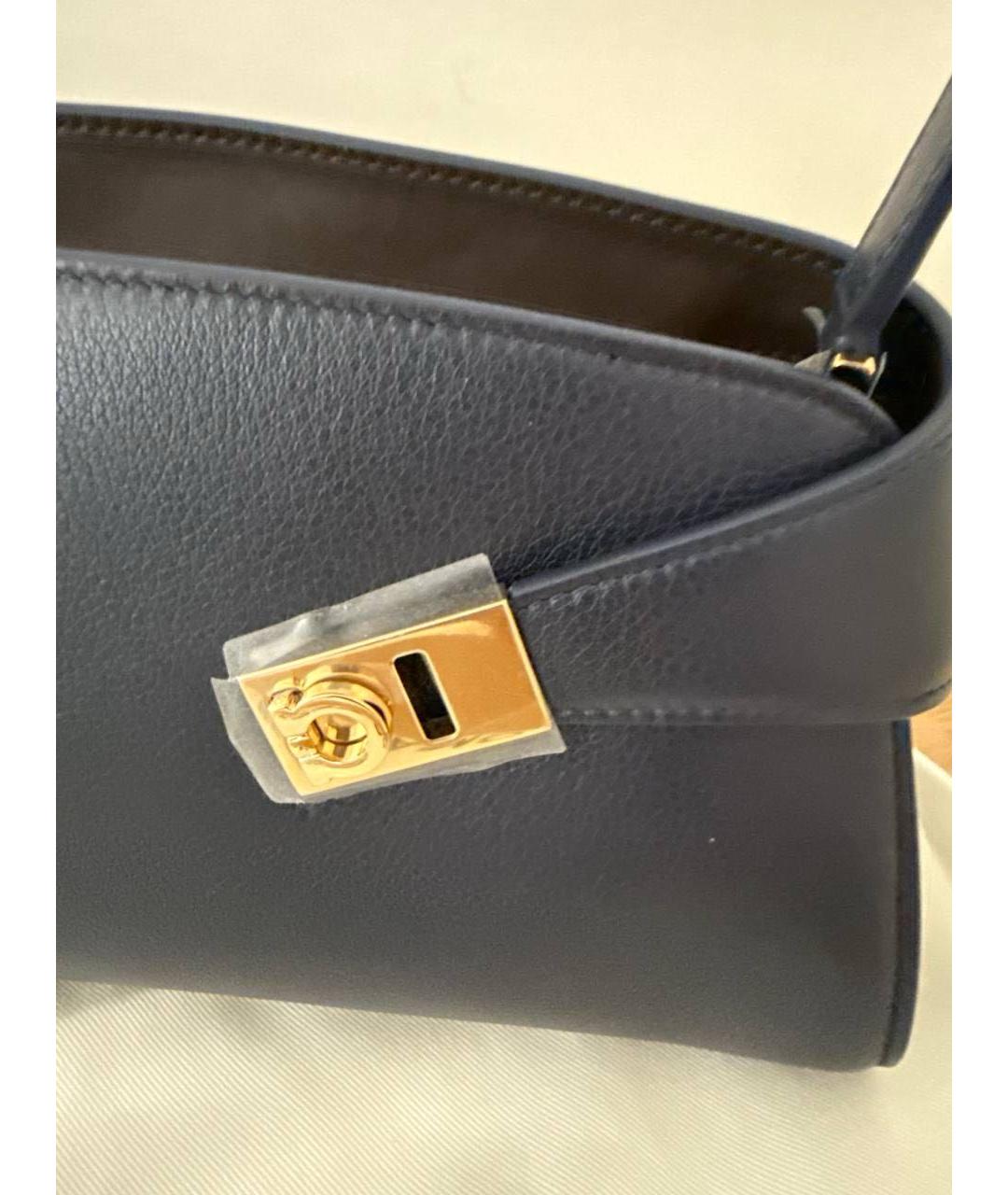 FERRAGAMO Темно-синяя кожаная сумка через плечо, фото 7