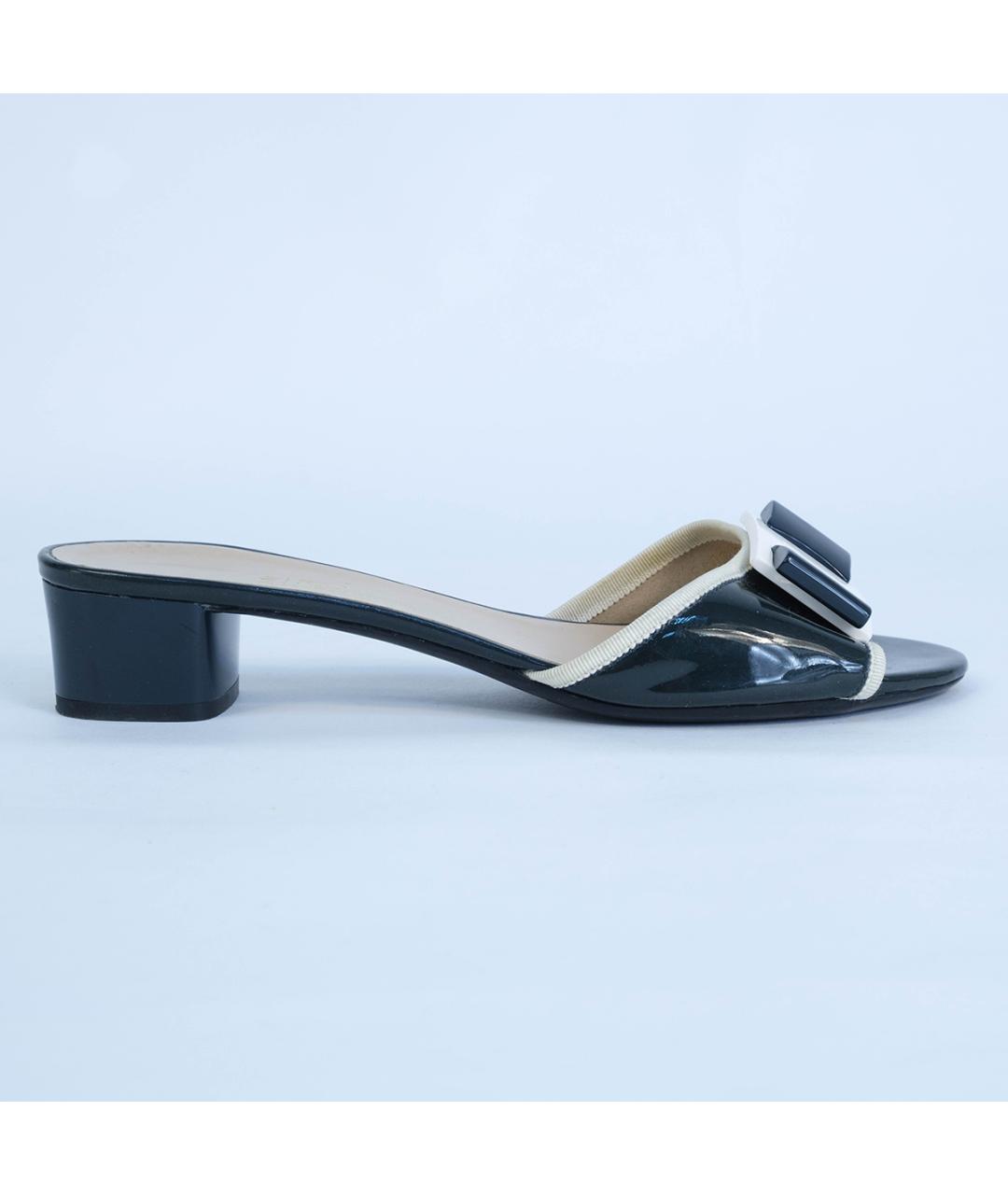 FERRAGAMO Синие мюли из лакированной кожи, фото 2