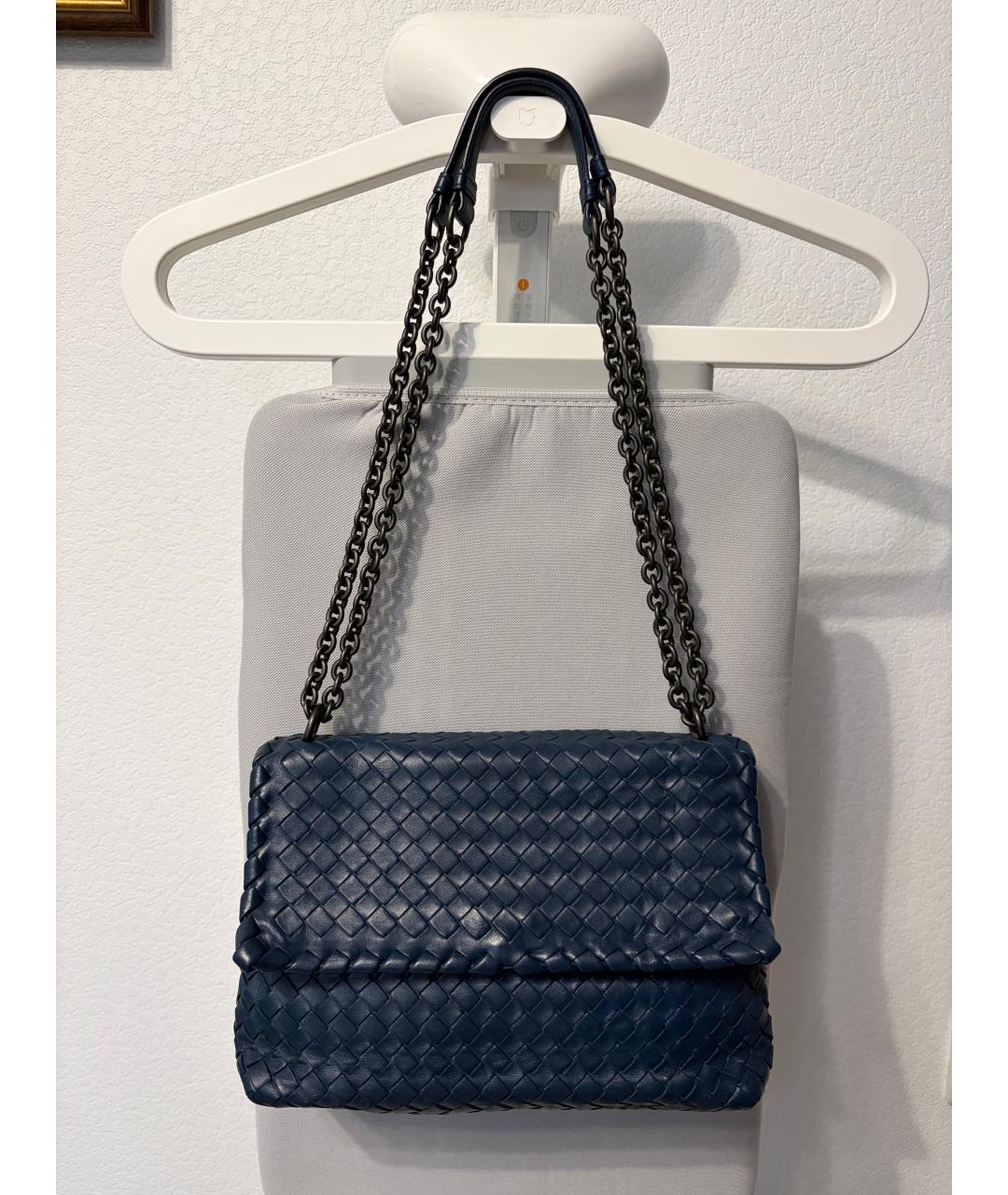 BOTTEGA VENETA Синяя кожаная сумка через плечо, фото 2