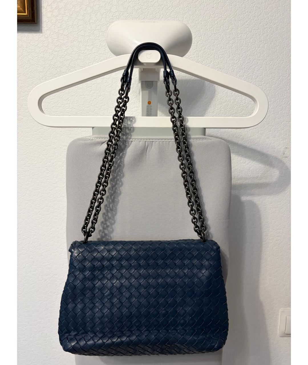 BOTTEGA VENETA Синяя кожаная сумка через плечо, фото 3