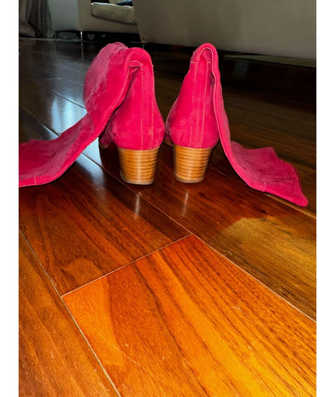 CHRISTIAN LOUBOUTIN Фуксия нубуковые сапоги, фото 4