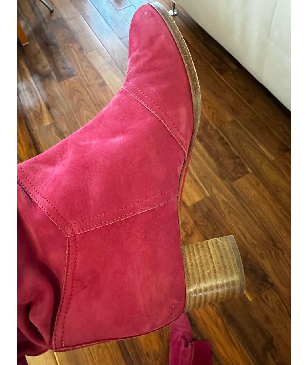 CHRISTIAN LOUBOUTIN Фуксия нубуковые сапоги, фото 3