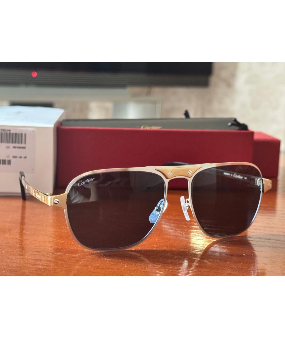 CARTIER Золотые металлические солнцезащитные очки, фото 3