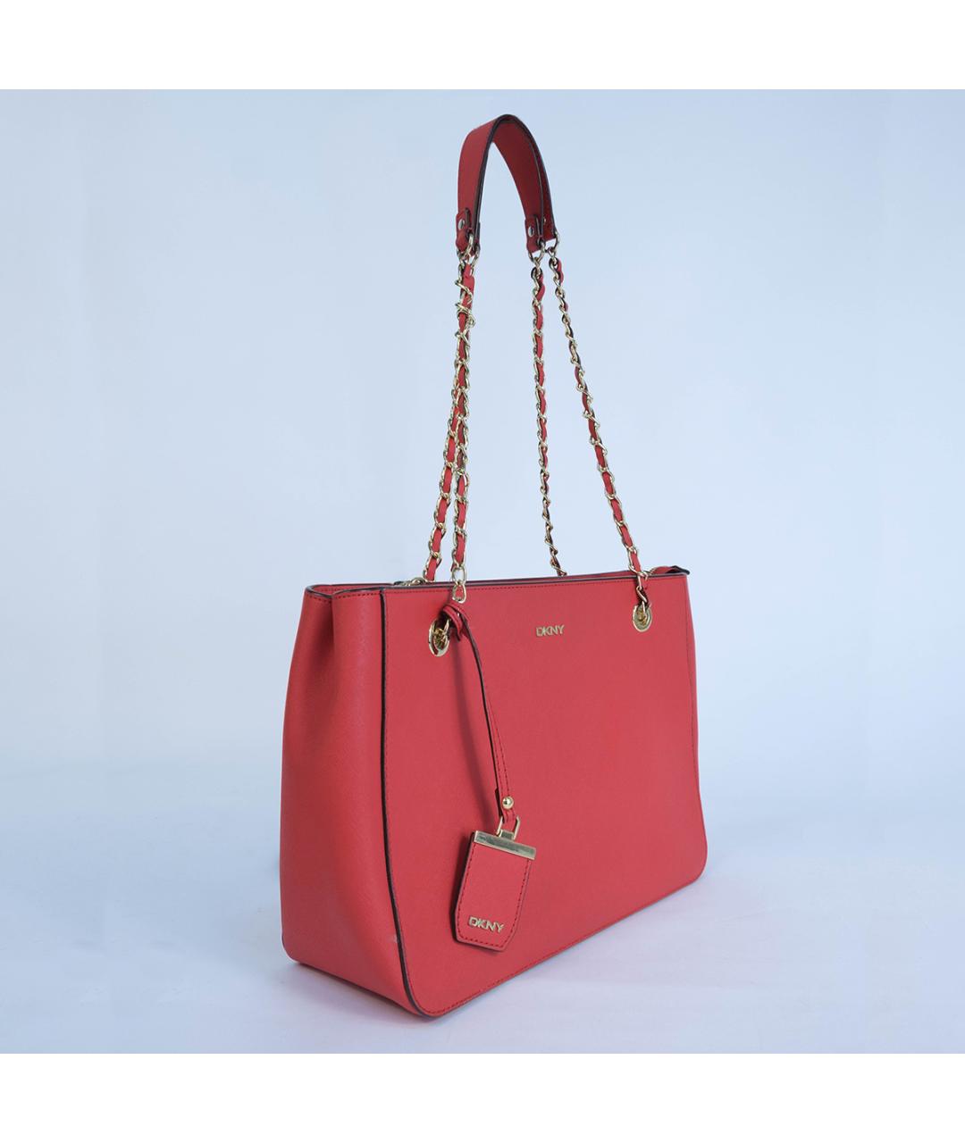 DKNY Красная кожаная сумка тоут, фото 3
