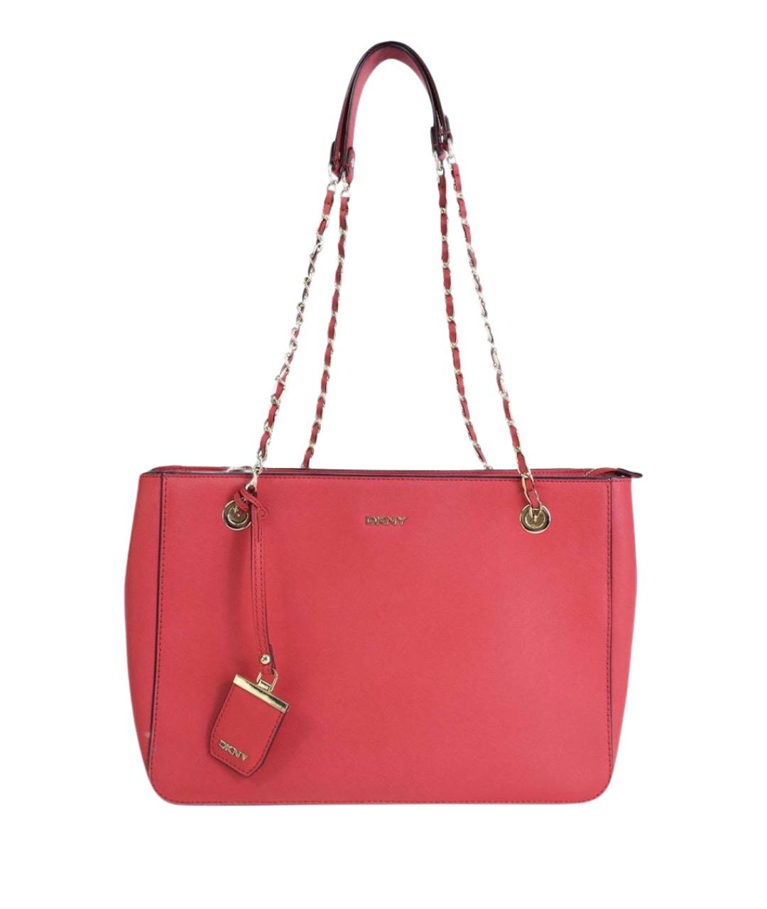 DKNY Красная кожаная сумка тоут, фото 1
