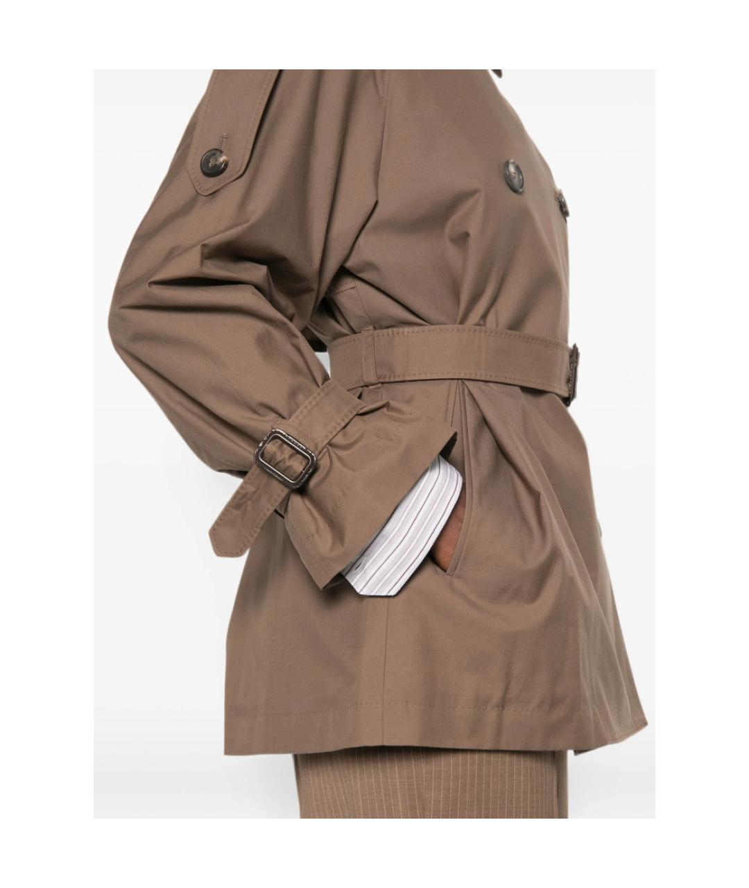 MAX MARA Коричневый полиэстеровый тренч/плащ, фото 4