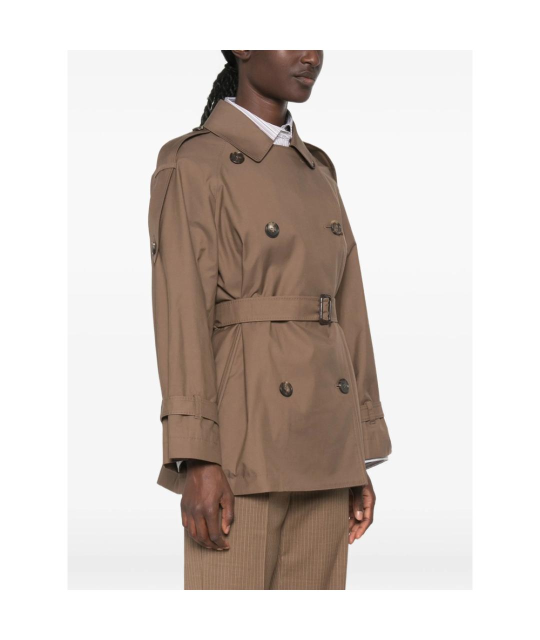 MAX MARA Коричневый полиэстеровый тренч/плащ, фото 3