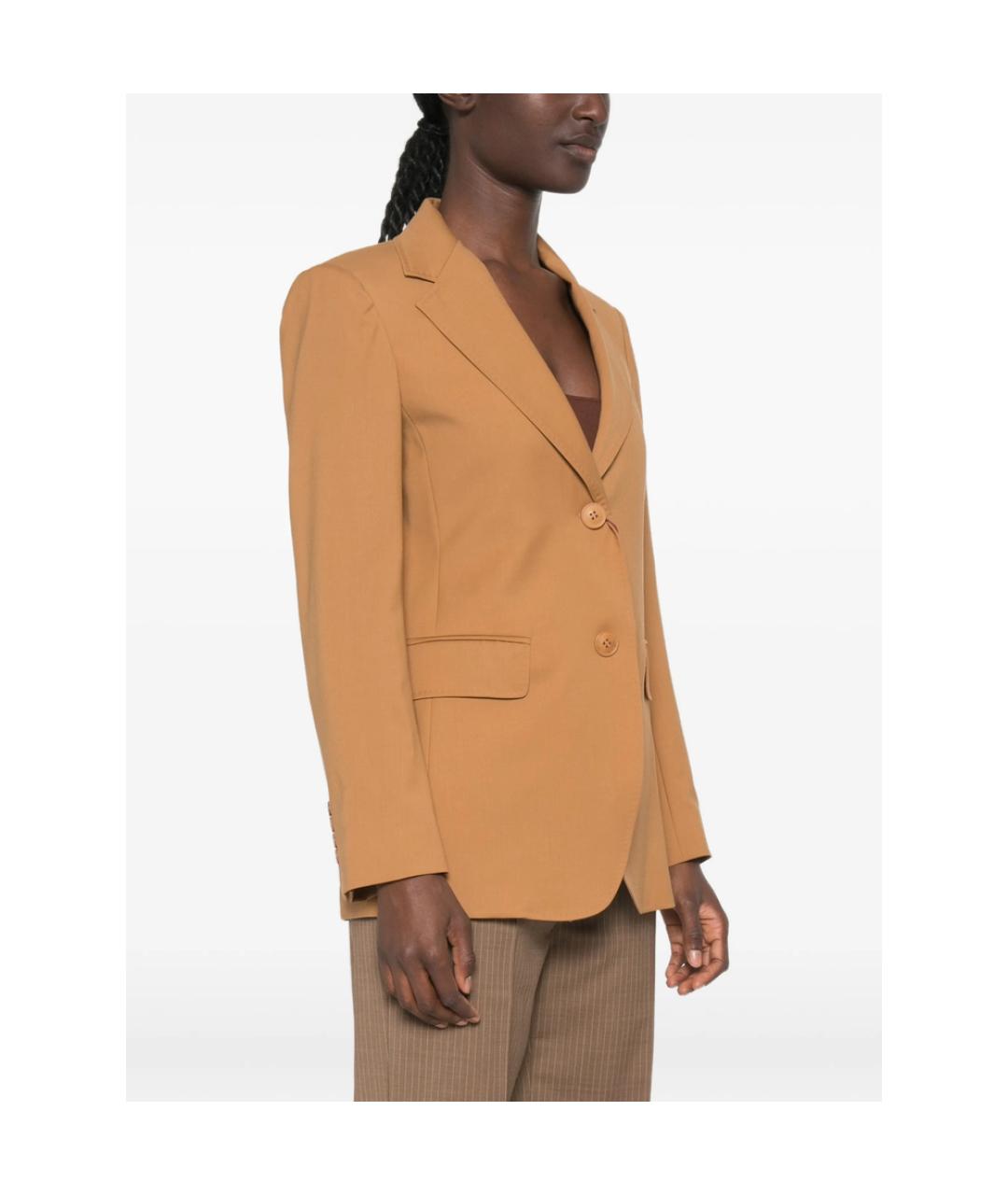 MAX MARA STUDIO Коричневый полиэстеровый жакет/пиджак, фото 3
