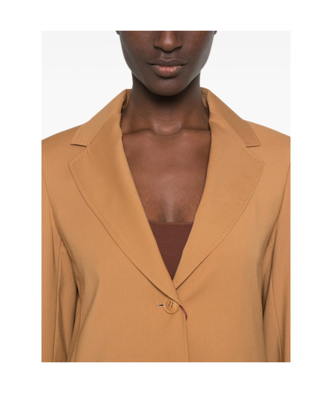 MAX MARA STUDIO Коричневый полиэстеровый жакет/пиджак, фото 2