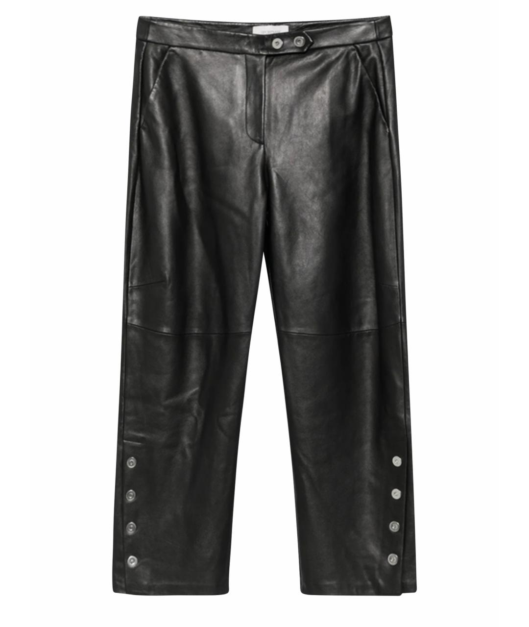 SPORTMAX Черные кожаные прямые брюки, фото 1