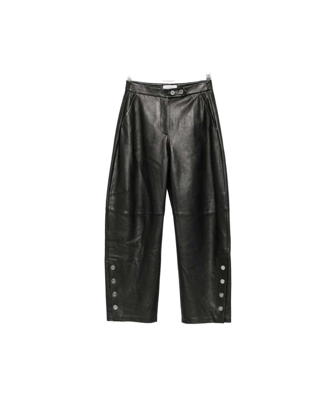 SPORTMAX Черные кожаные прямые брюки, фото 6