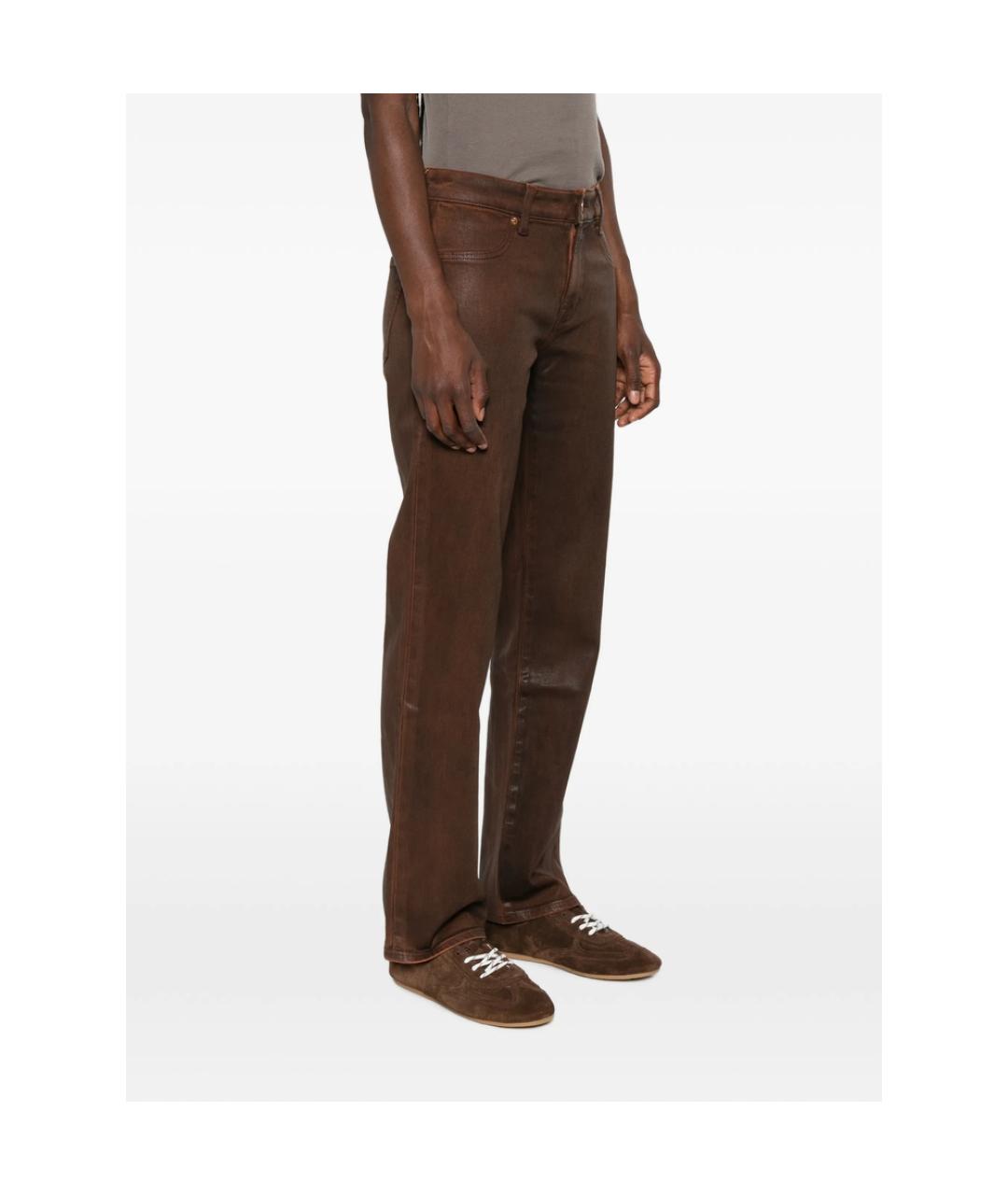 7 FOR ALL MANKIND Коричневые хлопковые прямые джинсы, фото 3