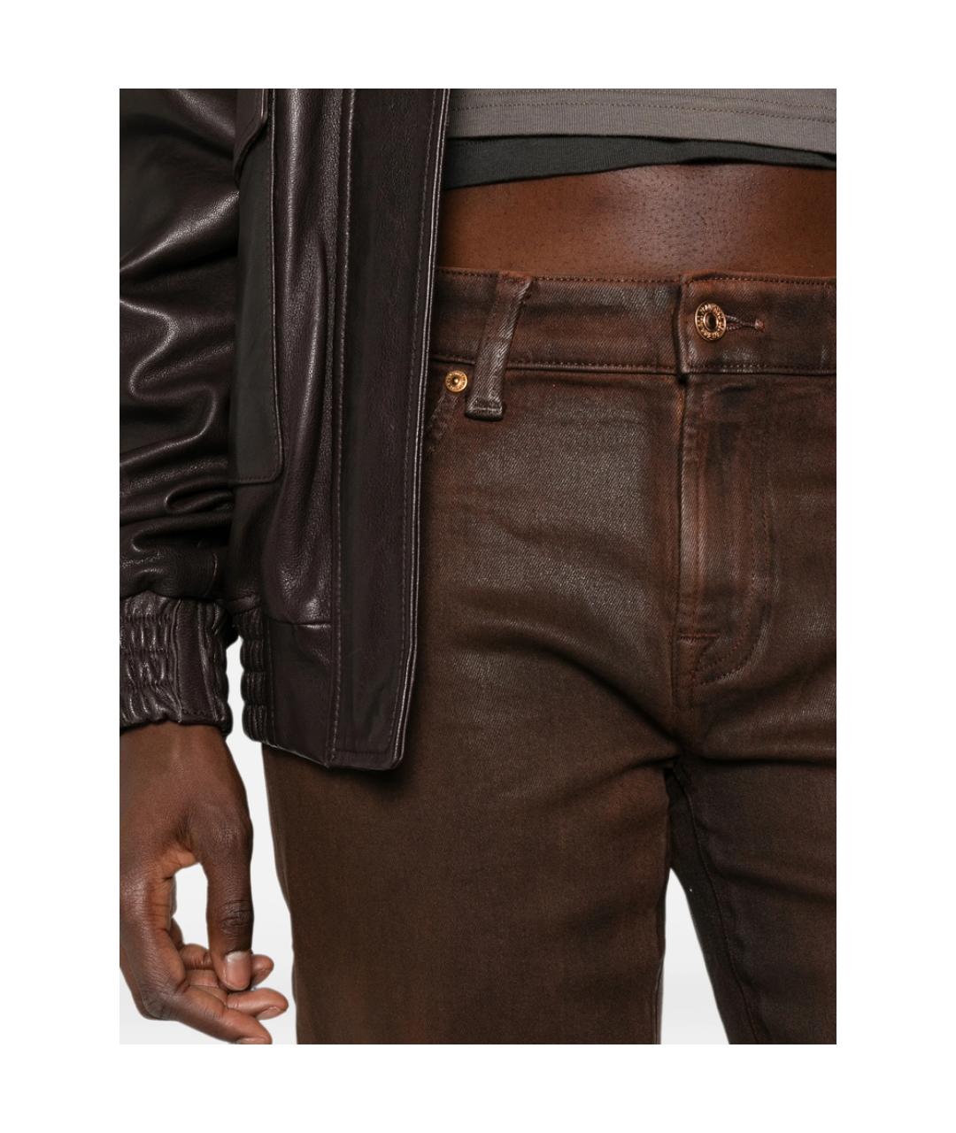 7 FOR ALL MANKIND Коричневые хлопковые прямые джинсы, фото 2