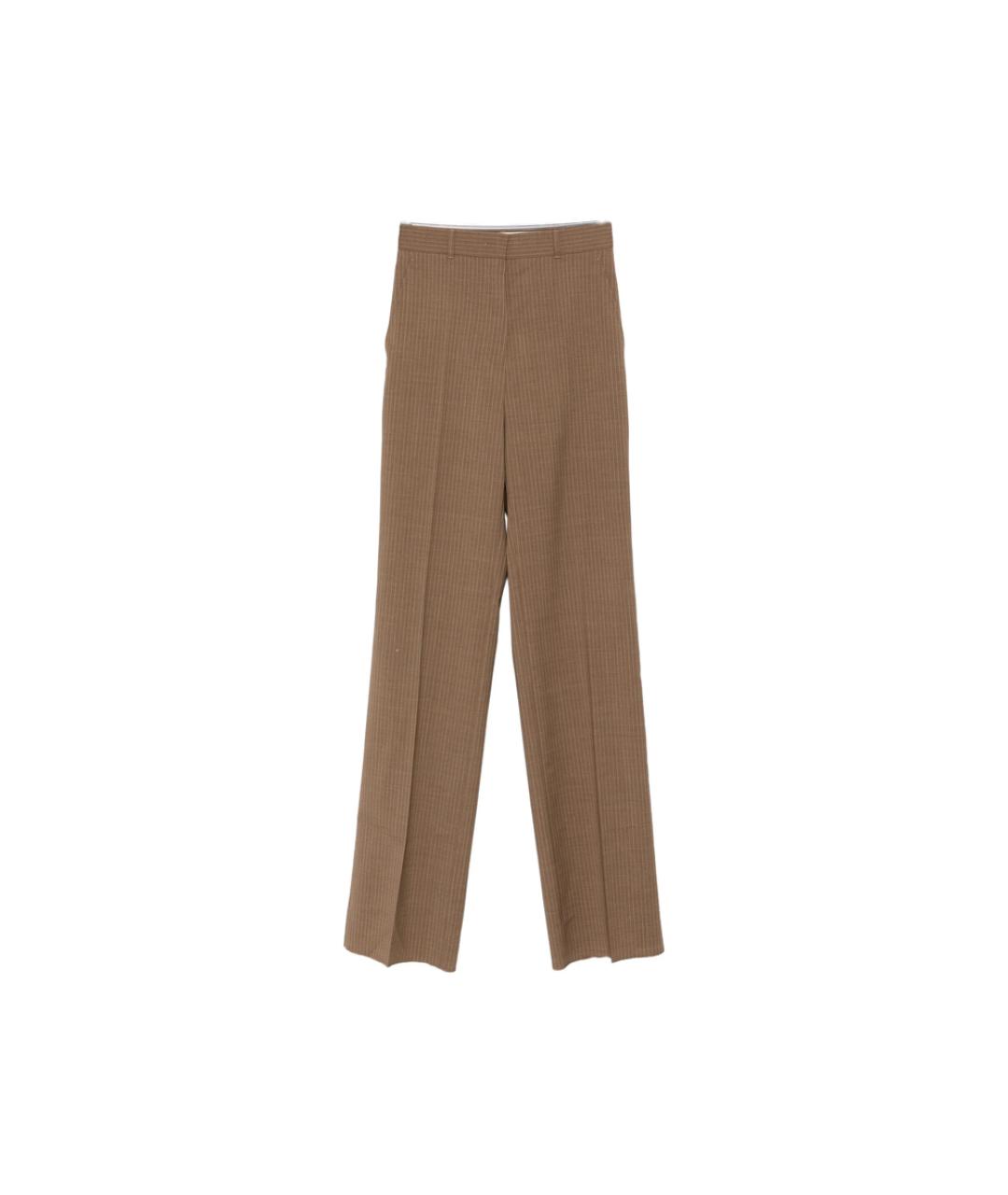 MAX MARA STUDIO Коричневые шерстяные прямые брюки, фото 1