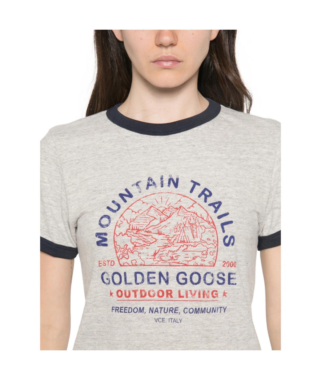 GOLDEN GOOSE Серая хлопковая футболка, фото 3
