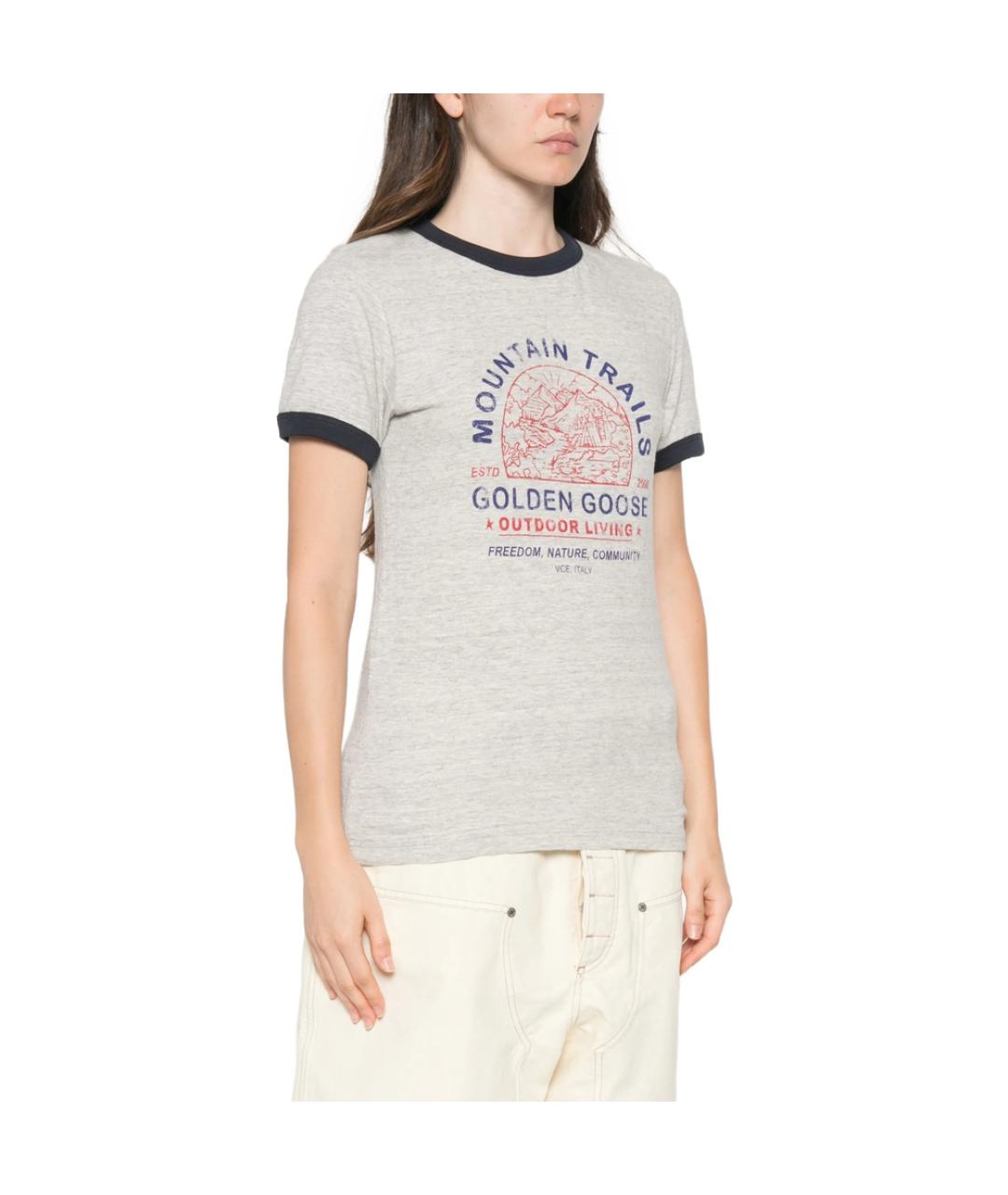 GOLDEN GOOSE Серая хлопковая футболка, фото 2