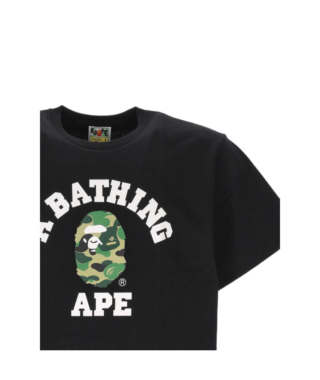 A BATHING APE Черная хлопковая футболка, фото 3