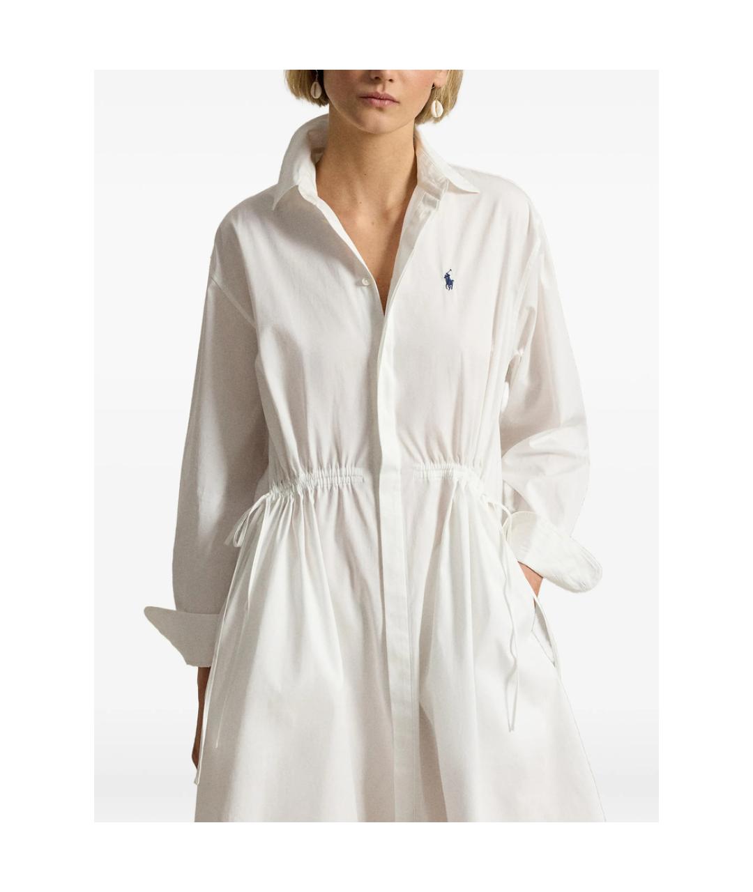RALPH LAUREN Белое хлопковое повседневное платье, фото 3