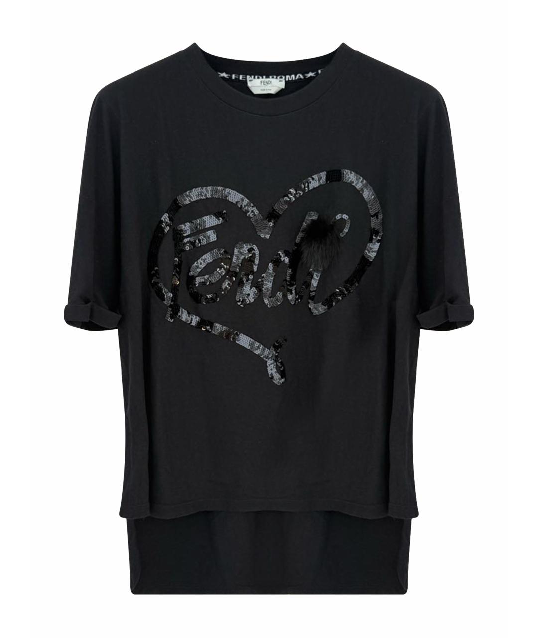 FENDI Черная хлопковая футболка, фото 1