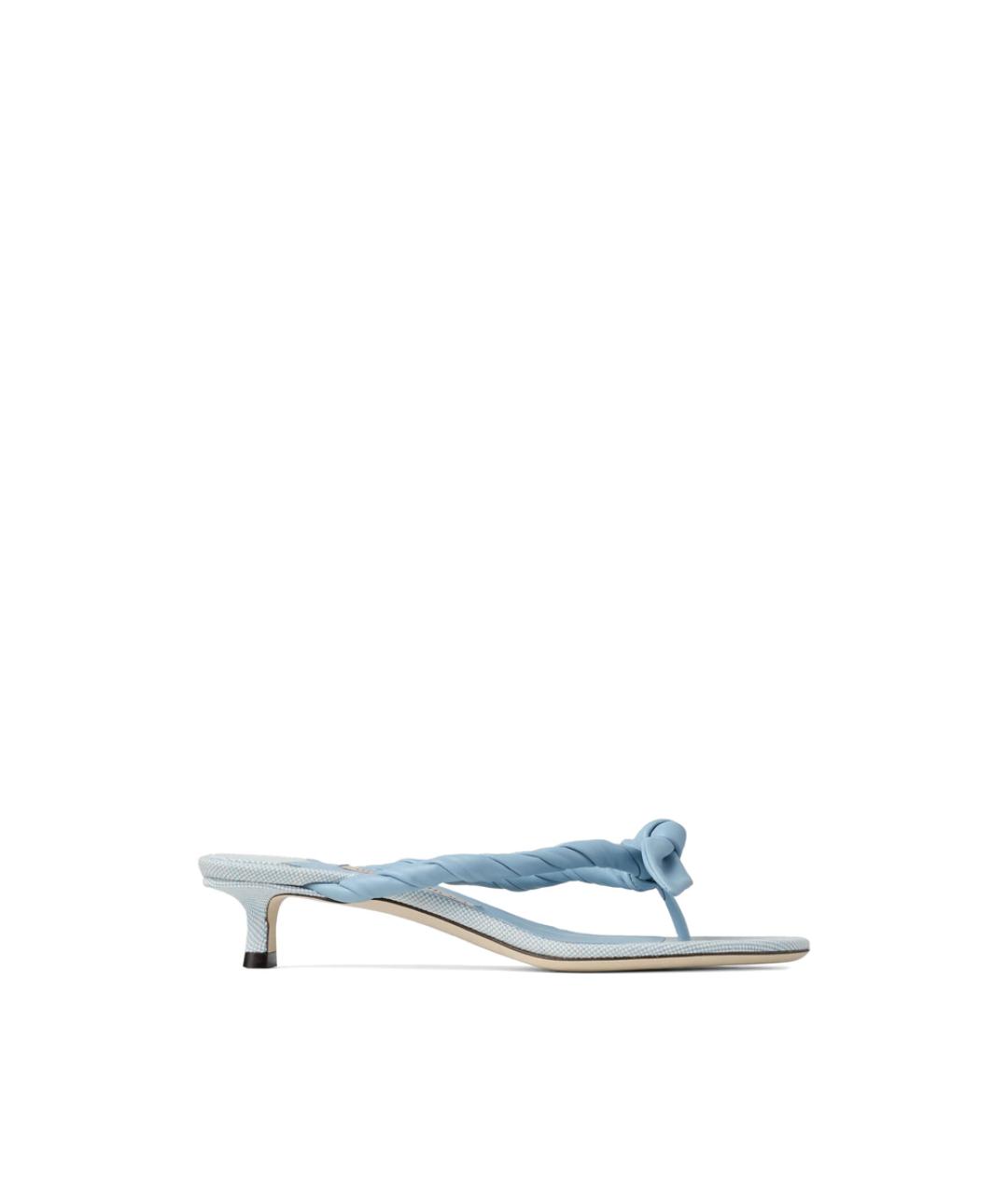 JIMMY CHOO Голубые кожаные мюли, фото 1