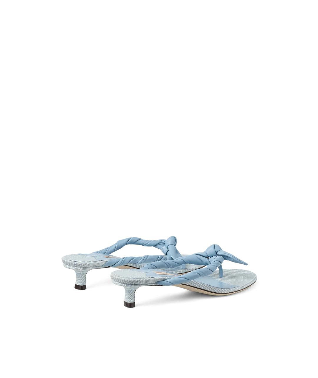 JIMMY CHOO Голубые кожаные мюли, фото 4