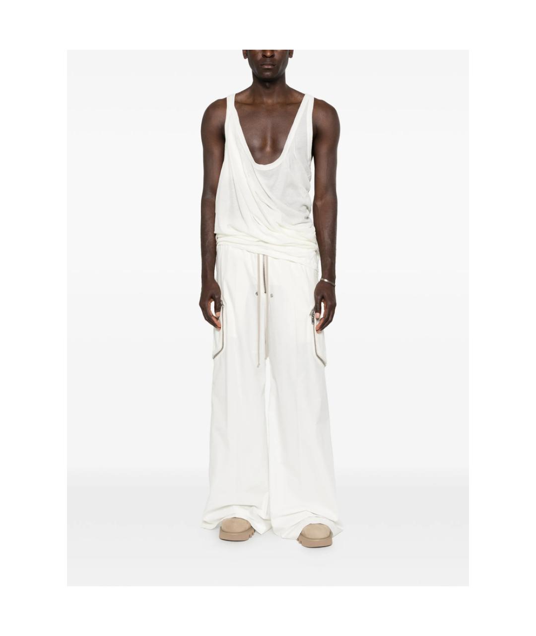 RICK OWENS Белые хлопковые повседневные брюки, фото 4
