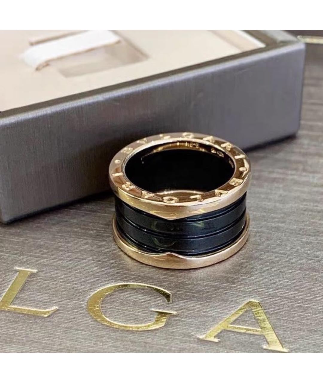BVLGARI Черное кольцо из розового золота, фото 4