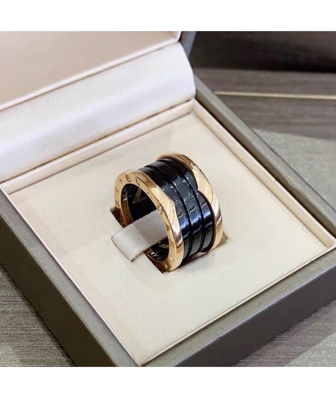 BVLGARI Черное кольцо из розового золота, фото 2