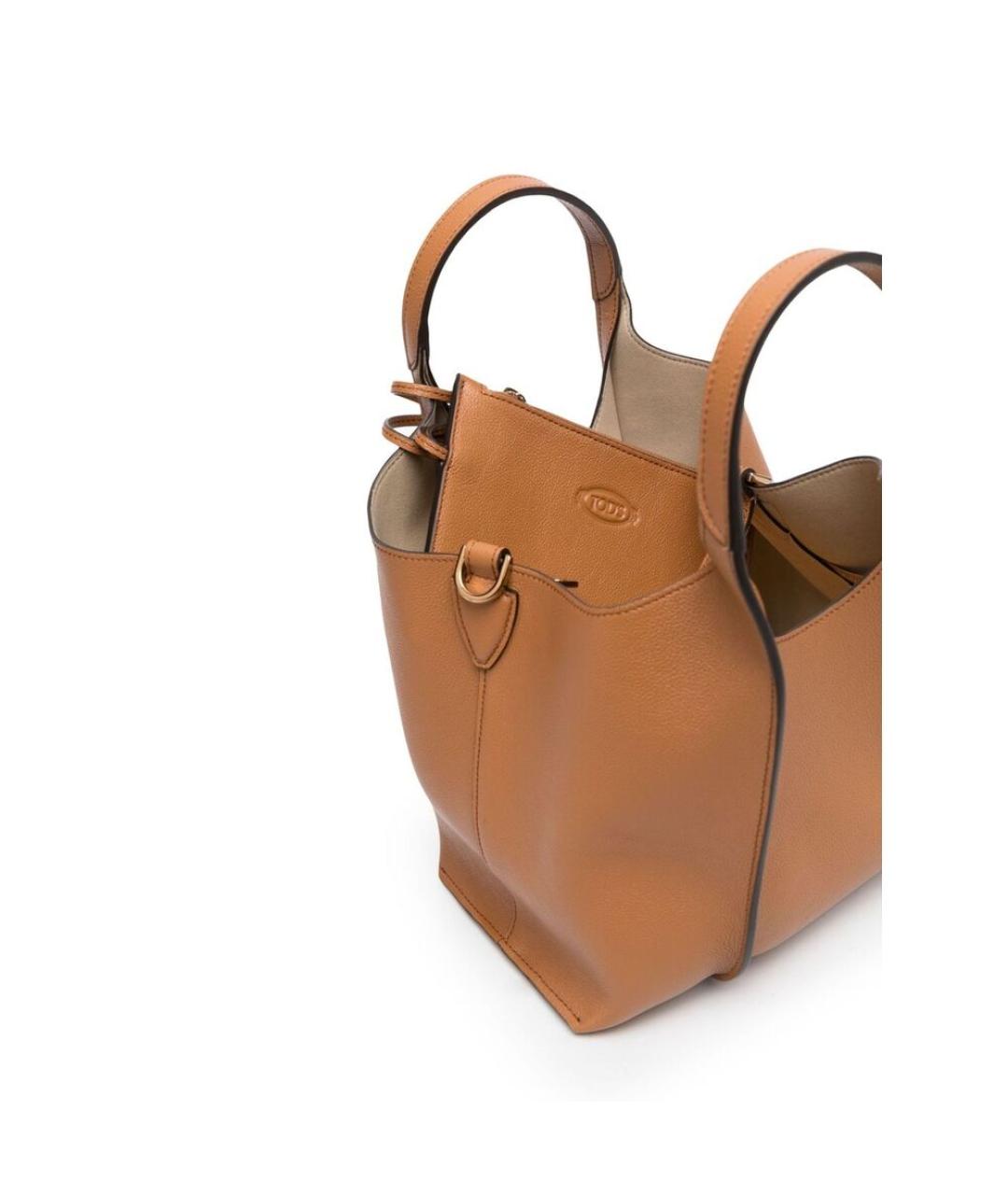 TOD'S Бежевая кожаная сумка тоут, фото 5