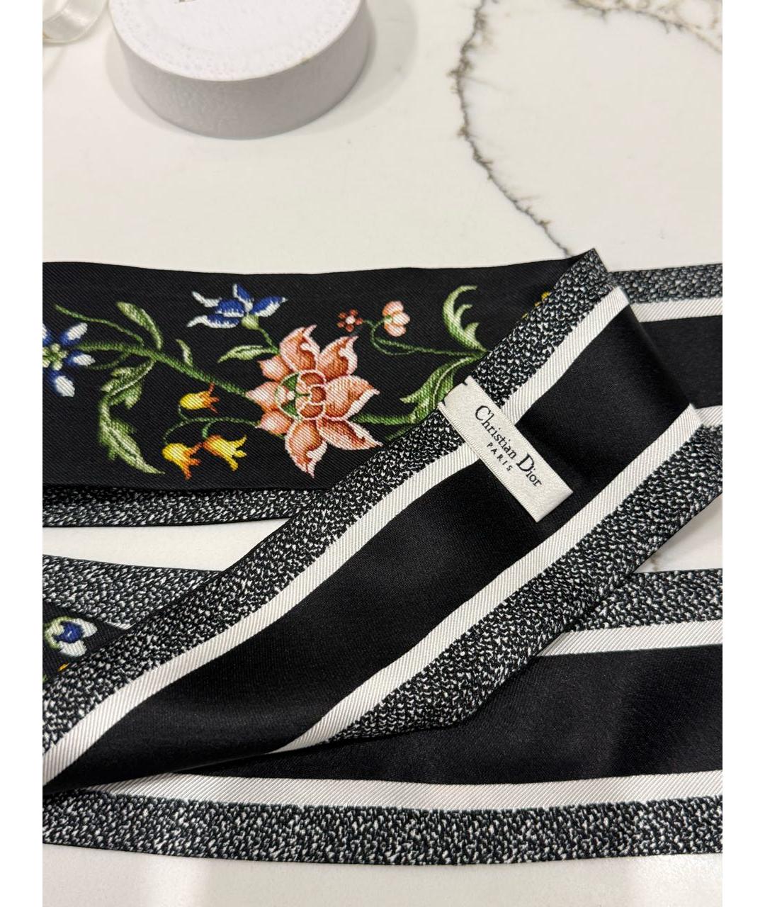 CHRISTIAN DIOR Черный шелковый платок, фото 2