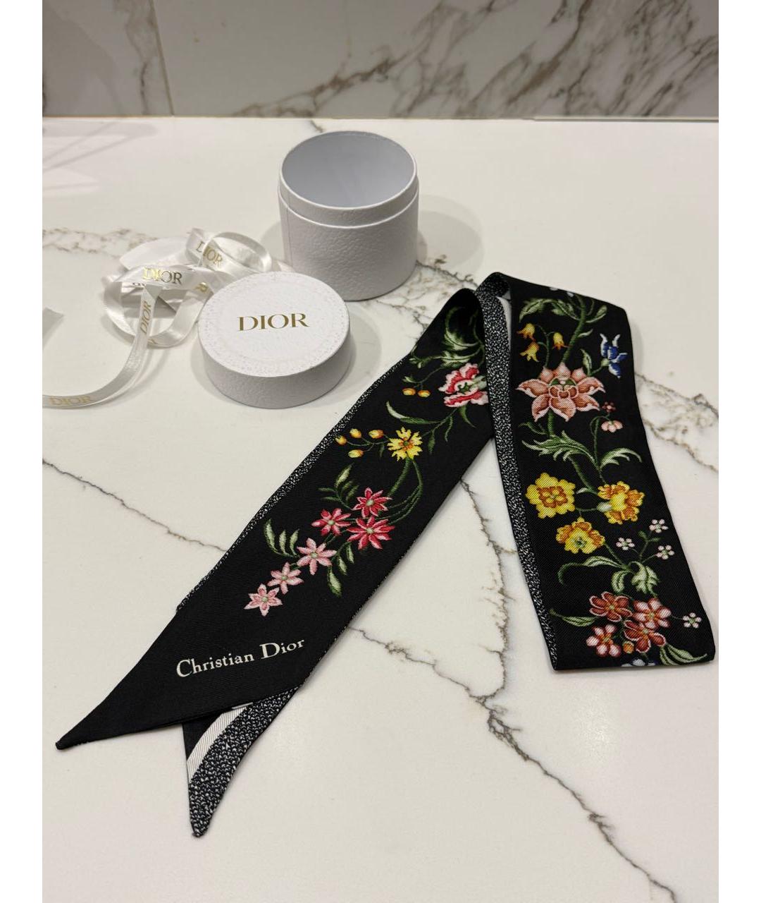 CHRISTIAN DIOR Черный шелковый платок, фото 4