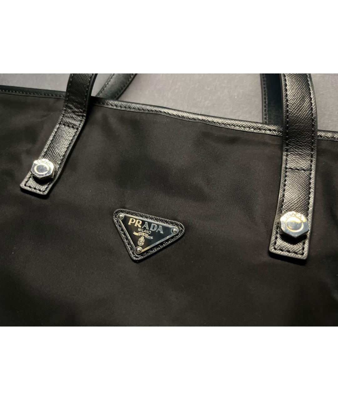 PRADA Черная нейлоновая сумка тоут, фото 4