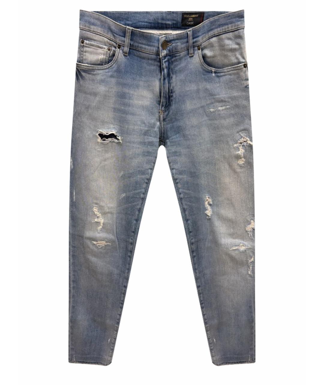 DOLCE&GABBANA Голубые хлопковые прямые джинсы, фото 1