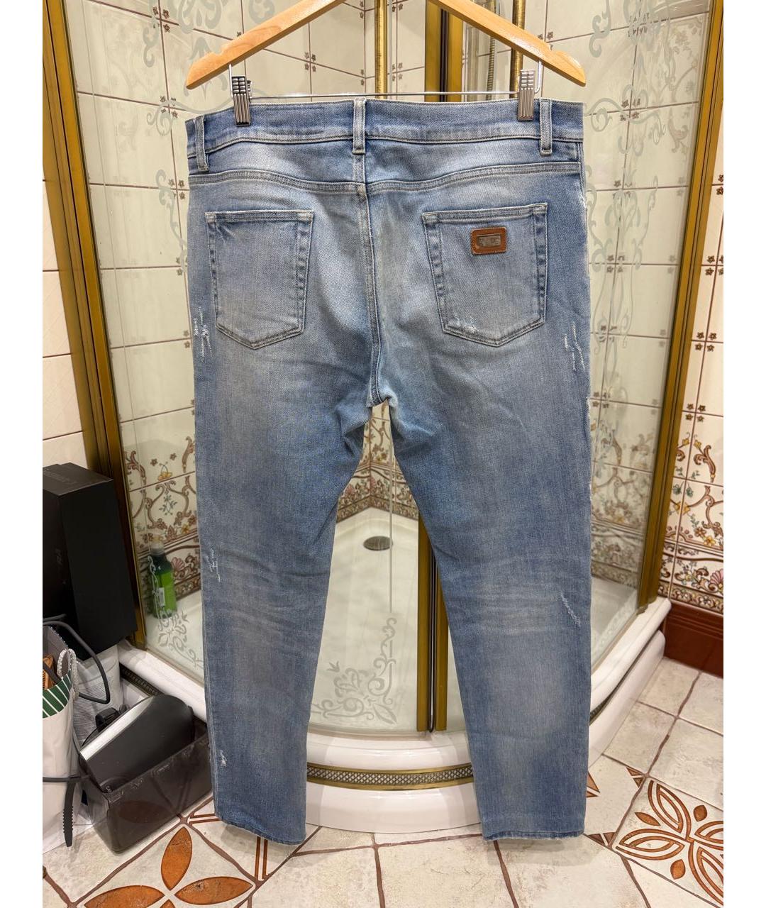DOLCE&GABBANA Голубые хлопковые прямые джинсы, фото 2