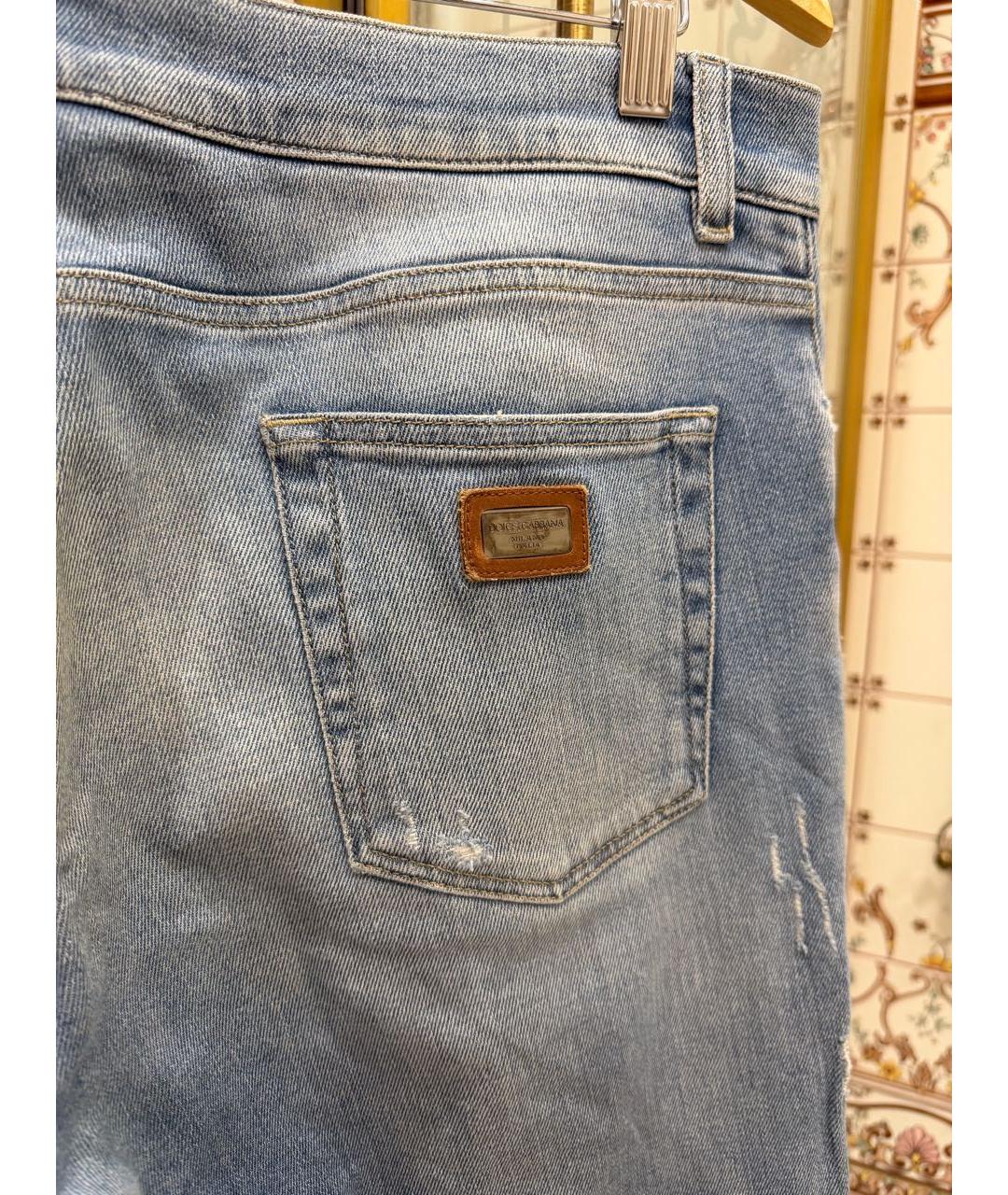 DOLCE&GABBANA Голубые хлопковые прямые джинсы, фото 3