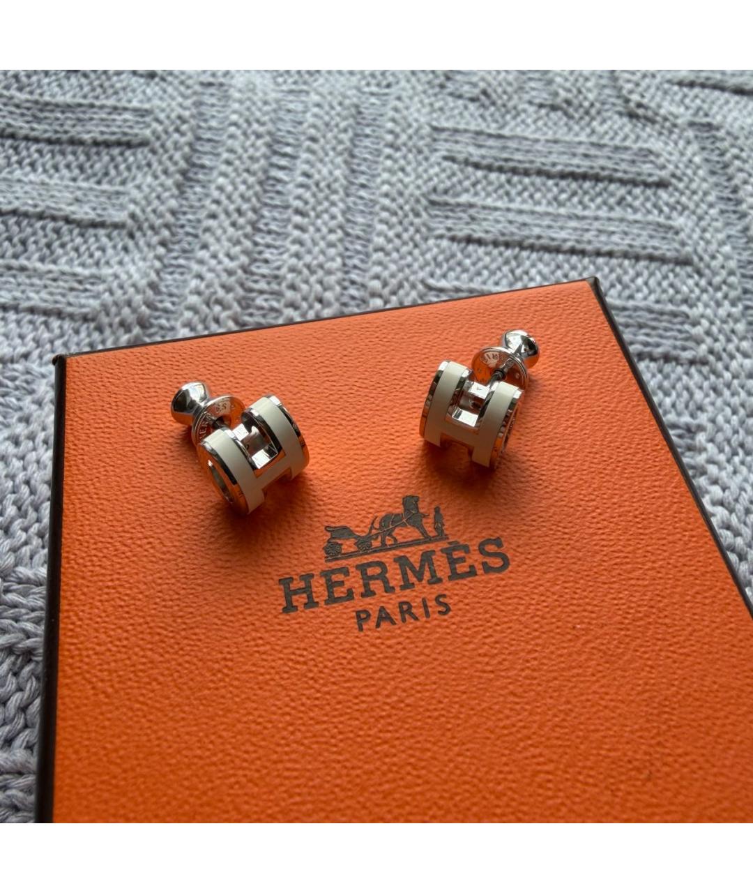 HERMES Белые серьги, фото 2