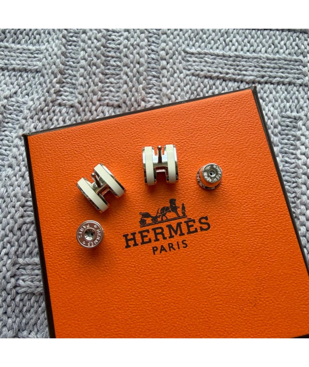HERMES Белые серьги, фото 3