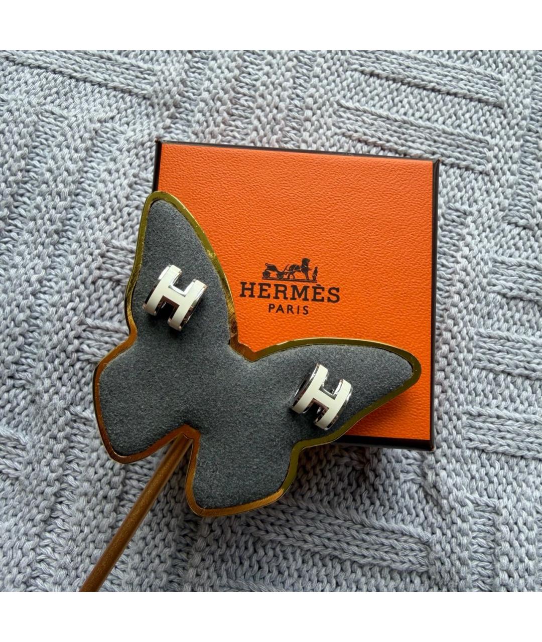 HERMES Белые серьги, фото 8