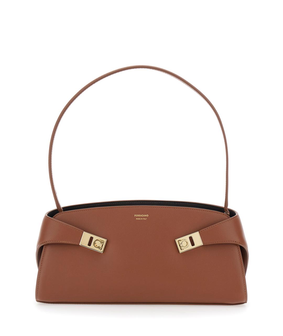 FERRAGAMO Коричневая кожаная сумка через плечо, фото 1