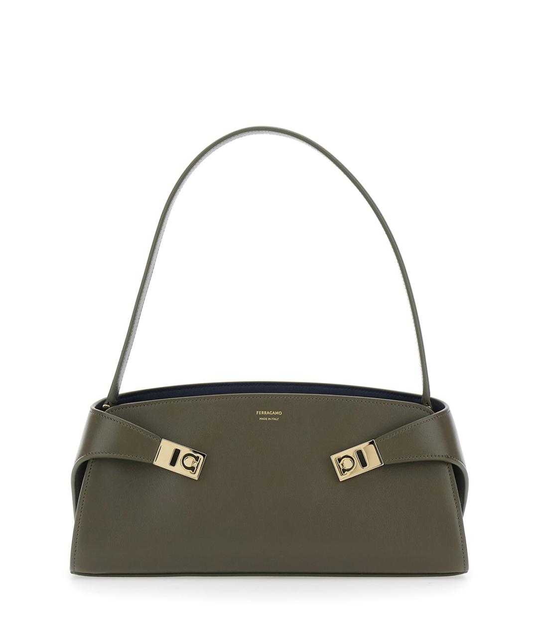 FERRAGAMO Зеленая кожаная сумка через плечо, фото 1
