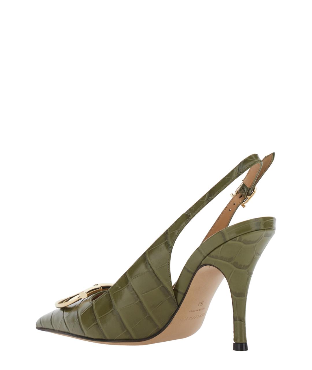 FERRAGAMO Зеленые кожаные туфли, фото 2