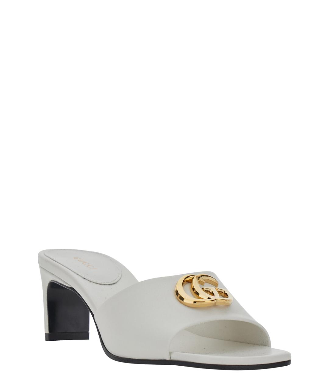 GUCCI Белые кожаные мюли, фото 2